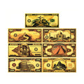 Custom Collection Banknote Seven Wonders of the World Polymer Gold Foil Banknotes