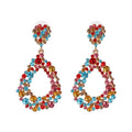 European and American Geometric Temperament Elegant Personality Alloy Diamond Rhinestone Color Drop Earrings Jewelry