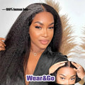 Kinky Straight Wear and Go 4x4 Mongolian Hair Wig 180% Density Transparent for Lace