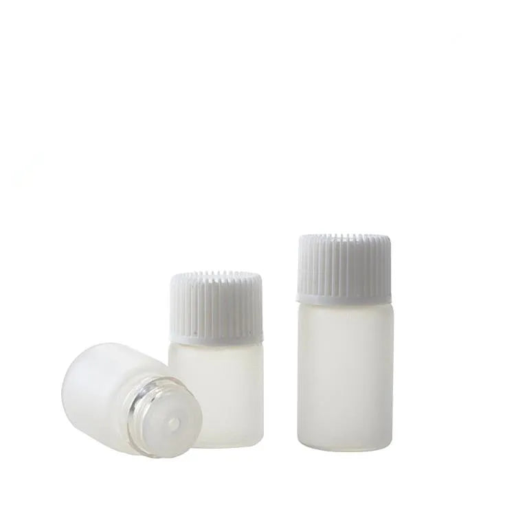 Mini 1ml 2ml 3ml Frosted White/amber Essential Oil Glass Bottle Sample Glass Vial With Inner Plug and Screw Cap