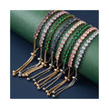 Hot Sale Luxury Tennis Adjustable Box Chain Bracelets for Women Multi-Colors Cubic Zircon Vintage Gold Plated Party Gift