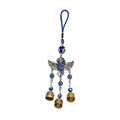 Alloy Wings Owl Blue Diamond Copper Bell Blue Evil Eyes Car Pendant