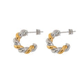 Gold & Silver C Rope Chain Stainless Steel Hoop Earring  Tarnish Free & Waterproof 18K Gold Plated Basic Fashion Jewelry 2022
