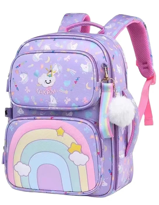 For Primary School Students From Third to Sixth Grade Waterproof Load-reducing and Spine-protecting Backpack for Girls