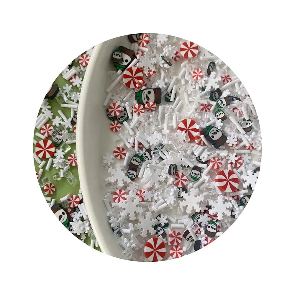 Christmas Slices Mixed Candy Cane Snow Man Snowflake Polymer Hot Clay Sprinkles for Crafts DIY Slime Filling Accessories