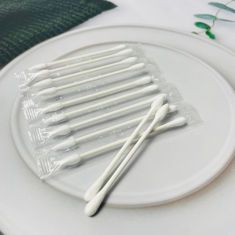 Cotton Swab Individual Wrapped with Pointed Round Head Paper Handle Disposable