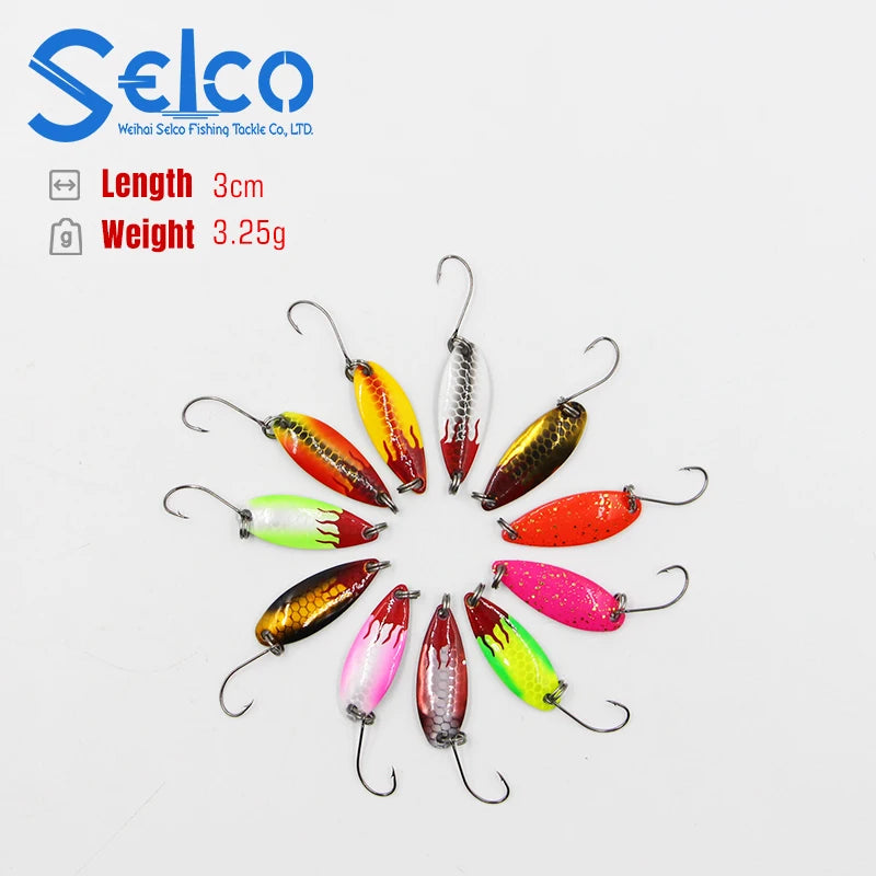 Selco 3.5cm 2.6g  2 Color Fishing Spoon Customized Metal Spinner Spoon Fishing Trout Area Blades Unpainted Metal Fishing Spoon