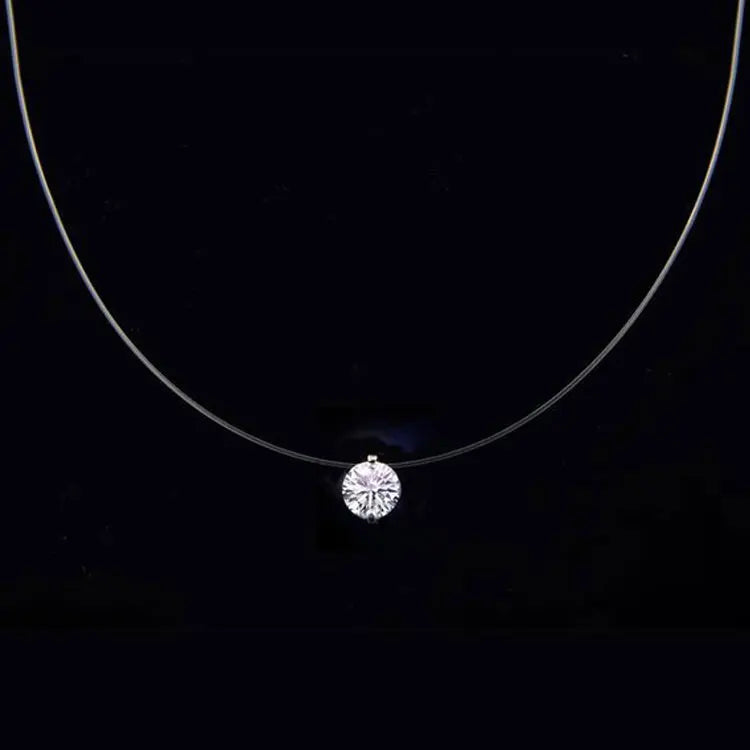 Single Star Moon Diamond Pearl Mermaid Tears Necklace Creative Invisible Transparent Fishing Line Choker Necklaces for Women