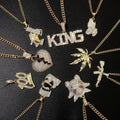 Bulk Customize Punk Letter  Gold Plated Rope Chain Diamond Pendant Necklace for Men