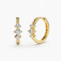 LOZRUNVE Gold Filled Jewelry Accessories Sterling Silver Three Stone Huggie Hoop Earring Ear Ring