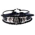 Metal Skull Accessories Leather Bracelet Handmade Beaded Skeleton Jewelry Charm Bracelet For Men And Women