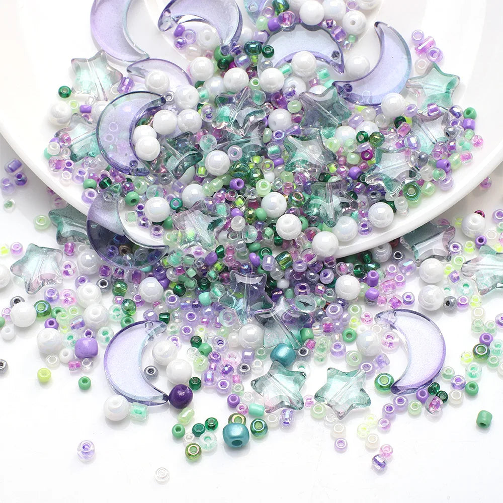 Wholesale Candy Mixed Color Crystal Stars Moon Seed Beads Round Glass Beads for Jewelry Making