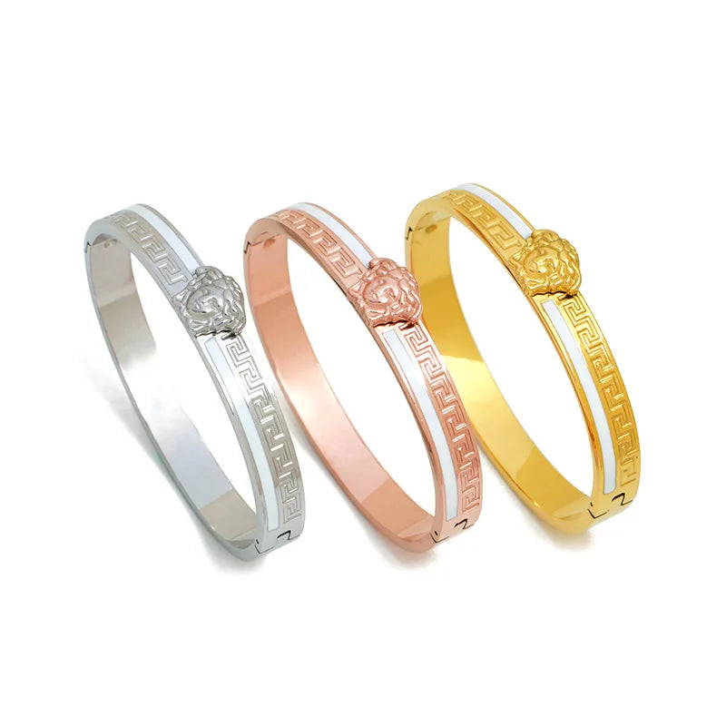 2023 Vintage High-quality Beauty Human Head Medusa Bracelet 18k Gold Plated Stainless Steel Human Head Cuff Bracelet