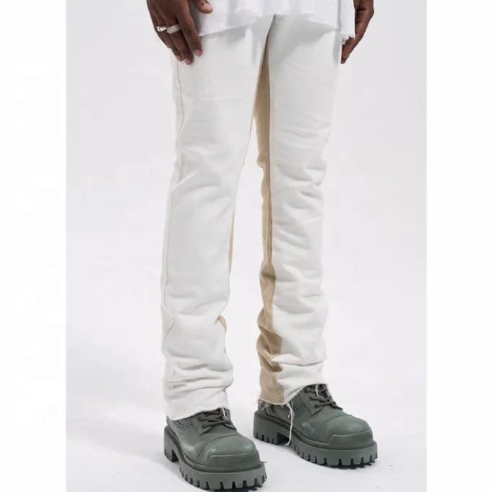 Custom Label  Drop Ship Stock Street Wear Stock Black Men High Waist Stacked Flared Jeans