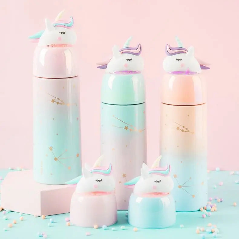 Zogifts Colorful Stainless Steel 3D Unicorn Thermos Tumblers Children's Back to School Eco-Friendly Insulated Vacuum Flask