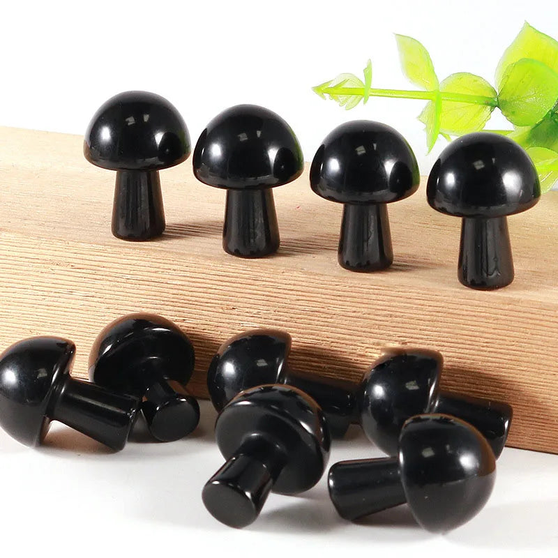 DIY DIY Factory Produce Obsidian Mushroom Crystal Hand Carved Various Gemstone Natural Quartz Crystal Mushroom