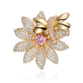 Fashion Crystal Flower Brooches Shiny Zircon Bee Daisy Brooch Female Button Accessories Pins