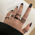 Fashion Black Chain Ring Set Women Men's Punk Simple Wide Chain Rings 2022 Fashion Jewelry Party Valentine's Day Gift