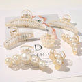 Jachon Simple Elegant Pearl Hair Claw Clips Clear Transparent Acrylic Pearl Claw Clamps for Women Girls Ladies