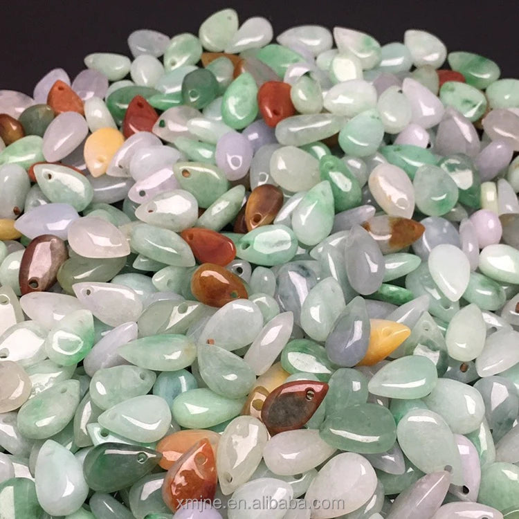 Certified Grade a Myanmar Jadeite  Three-Color Three-Dimensional Small Water Drop Handicraft Factory Wholesale