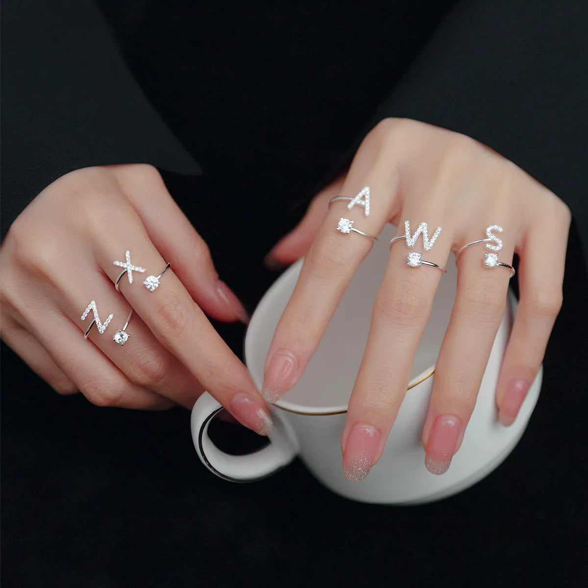 Stocked Wholesale Fashion Cheap Good Quality Initial Letter Ring