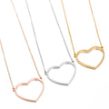 Fashion Tarnish Free PVD Plated 18K Gold Silver Rose Stainless Steel Woman Heart Shaped Pendant Necklace Jewelry