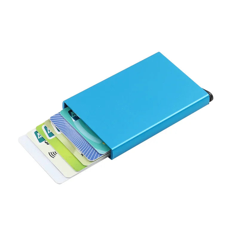 10 Slots Automatic Pop up RFID Blocking Metal Money Clip Stainless Steel Slim Business Credit Card Holder Wallet
