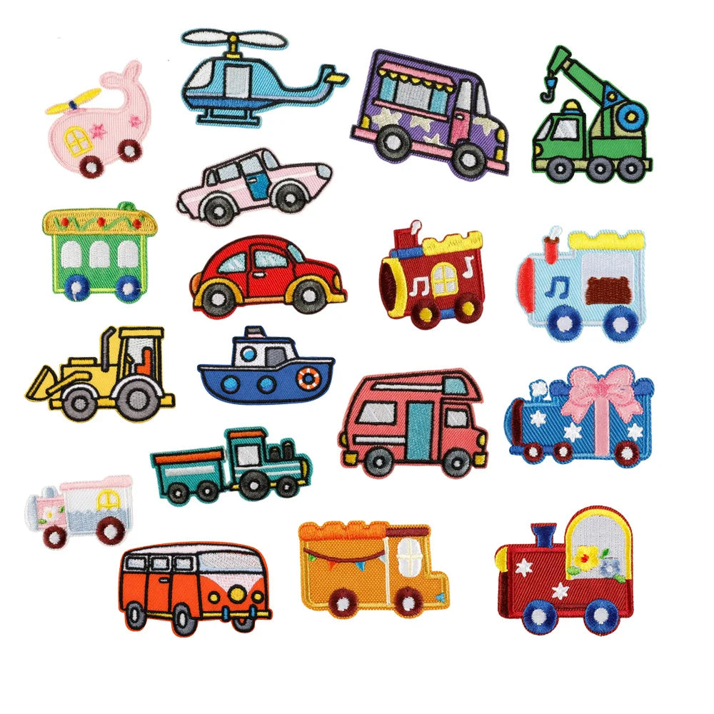 Fashion Korea Style Transportation Vehicle Self Adhesive Embroidery Decorative Diy Patches Stickers for Bag Hat Clothes