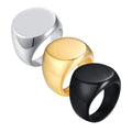 Personalized Engravable Ring Stainless Steel Gold Round Signet Ring Men Wedding Gold Jewelry Rings