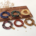 Ladies Men Anxiety Black Agate Stone Crystal Beads Brown tiger Eye Blue Lapis Design Everyday Bracelet for Women 3pcs Pack