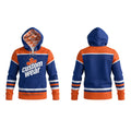 Custom Color Sublimated Print Polyester Fleece Mens Hockey Hoodie Pullover Tracksuit Sports Training Drawcord Strings Ice Hockey
