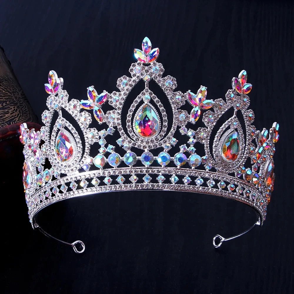 LUOXIN Baroque Crystal Pageant Diadem Bride Hair Jewelry Accessories AB Color Rhinestone Wedding Tiaras Crowns