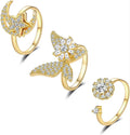 G418 Fashion Jewelry Personality Anti-anxiety Fidget Rings Rose Flower butterfly Women Spinning Ring