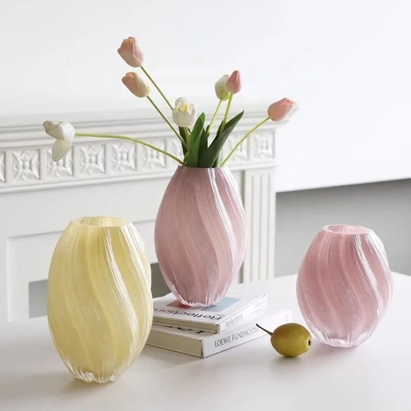 Wedding Centerpiece Home Table Decor Handmade Painting Vintage Irregular Yellow Pink White Colorful Crystal Glass Flower Vase