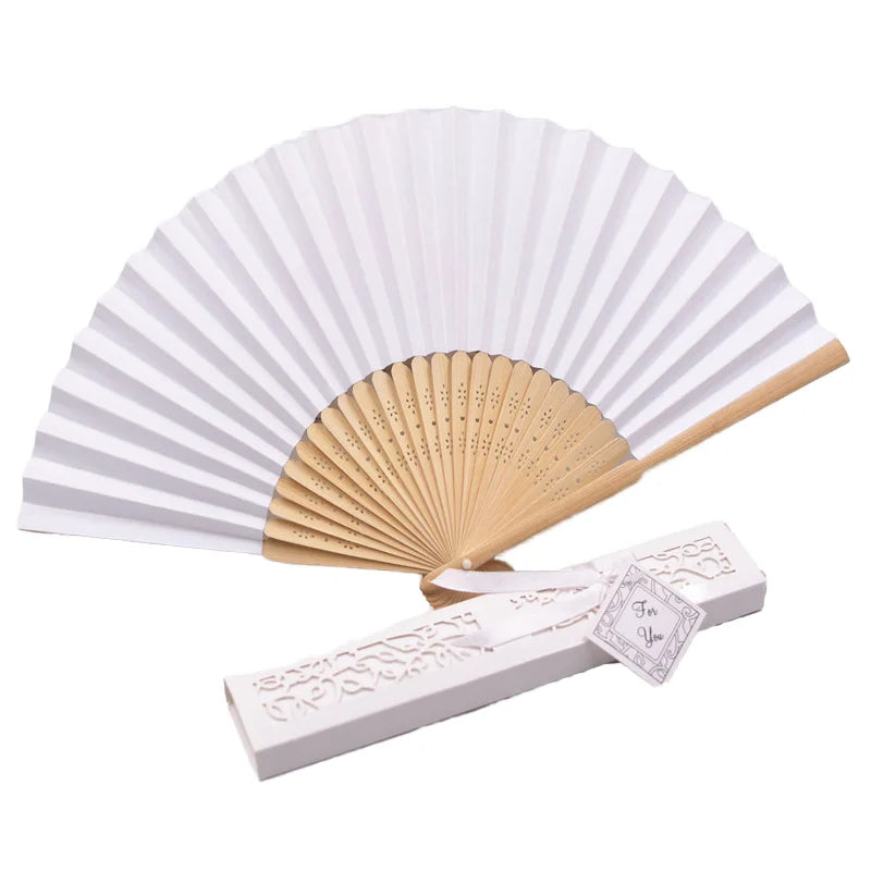 Wedding Souvenir Bamboo Fabric White Custom Silk Fan Logo for Wedding