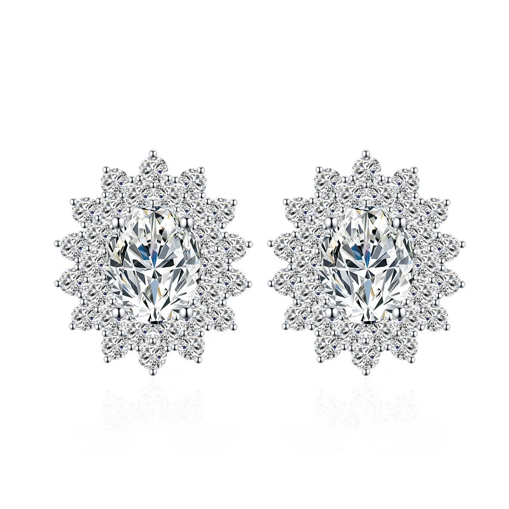 Elegant Jewelry Wholesale 6*8mm 1.5Carat Oval Cut Moissanite 925 Sterling Silver Jewelry Moissanite Stud Earrings for Women