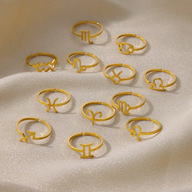 Minimalist Fine Jewelry Ring Adjustable Star Sign Ring Stainless Steel Ring for Women