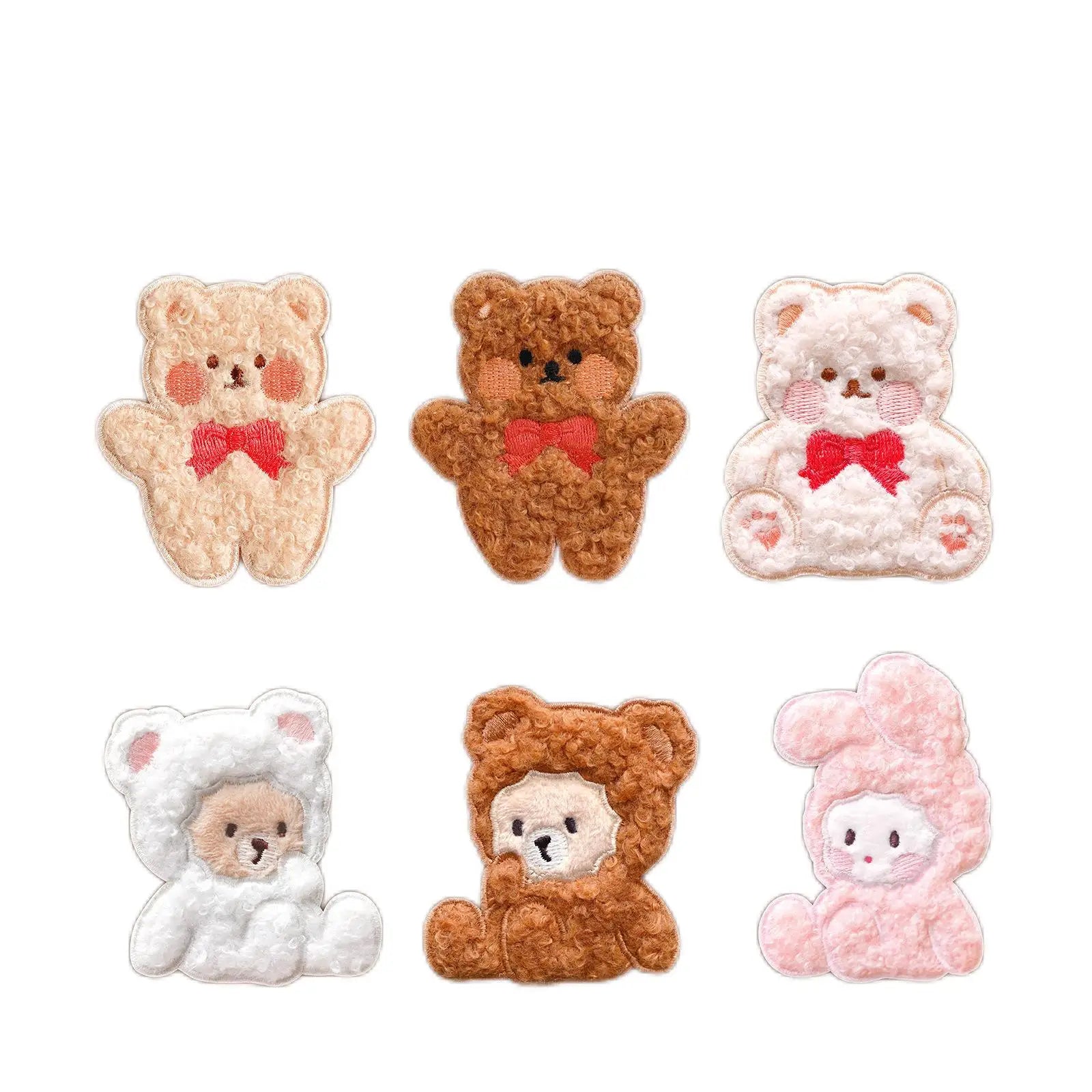 New Self Adhesive Embroidery Cute Cartoon Plush Bear  Patch for Decoration