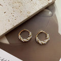 QS675 Women 925 Sterling Silver Tiny Imitation Pearl Beads Earrings Cuff Hoop Earrings