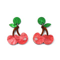 Custom Patterned Acrylic Cherry Earrings Wholesale | 3D Layered Fruit Jewelry | Boutique Fashion Accessories