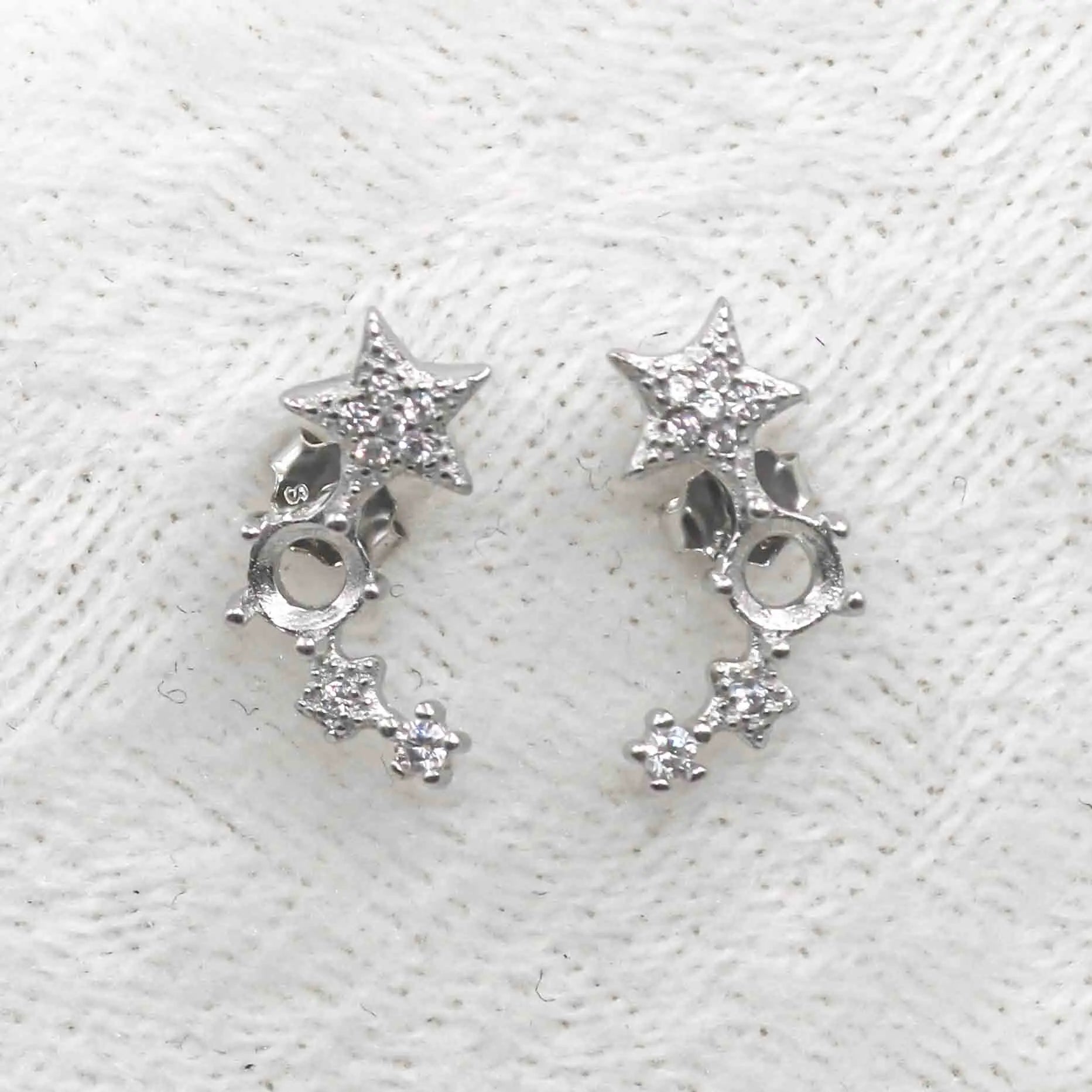 Sterling Silver 4*4mm Semi Mount Stud Earrings Empty Frame Support Blank Setting S925 Base Without Center Stone for DIY Inlay