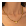 Tendencias Custom Logo 18K Gold Plated Stainless Steel Heart Necklace Chic & Durable Personalized Jewelry for Gift