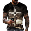 Fitspi  Men's T-shirt God Religion Christ Jesus Cross 3d Print Hip Hop Loose Short Sleeve Streetwear Oversized Vintage T Shirts