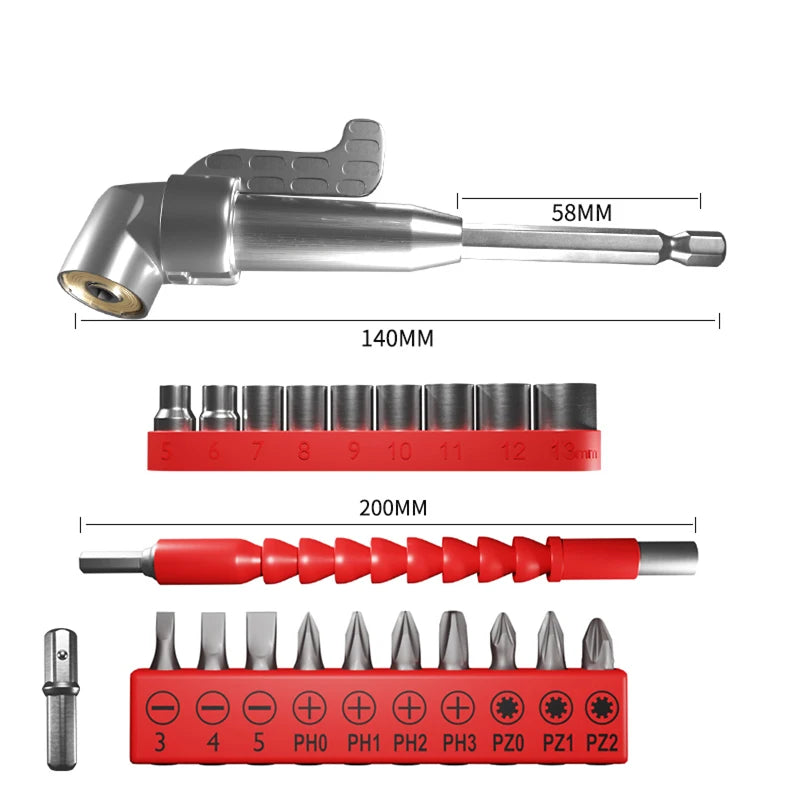 BS5264 Angle Extension Screw Driver Socket Holder Adapter Adjustable Bits Nozzles for Screwdriver Bit Right Angle Driver