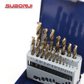 SUBORUI 19Pcs Twist Hss M35 Cobalt Drill Bits Set for Hardened Metal Iron Stainless Steel