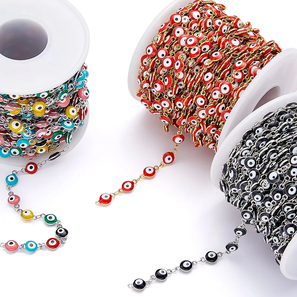 Ball Eye Chain Colorful Beads Chain Diy Necklace Stainless Steel Cable Enamel Chains for Jewelry Making