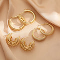 Fashion New Gold Metal Exaggerated Circle Hollow Spring Spiral Wound Hoop Earrings for Women