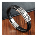 Vintage Punk Stainless Steel Cross Leather Bracelet with Magnetic Clasp Men's Religious Jesus Christian Jewelry Gift