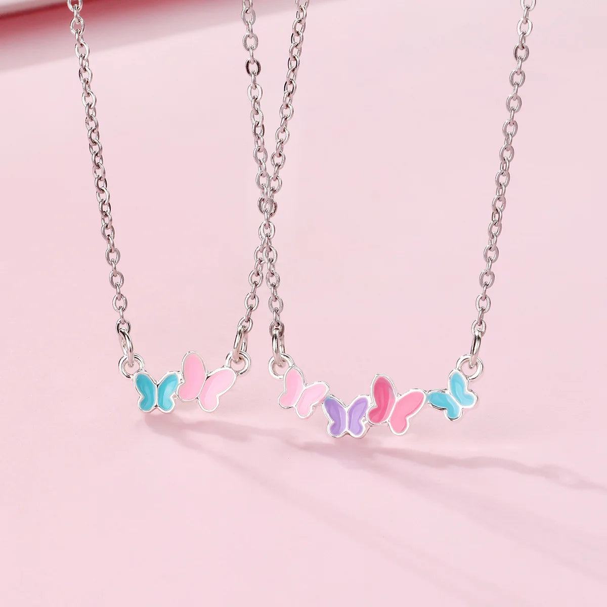 Collar De Mejor Amigo Children Colorful Butterfly Charm Pendant BFF Necklace for Best Friend Girls Valentine's Day Gift