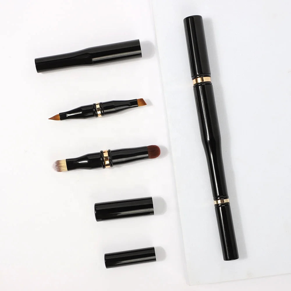 Wholesale 4 in 1 Eyeshadow Eyelash Eye Brow Pencil Brushes with Removable Detachable Lip Concealer Custom Logo for Makeup